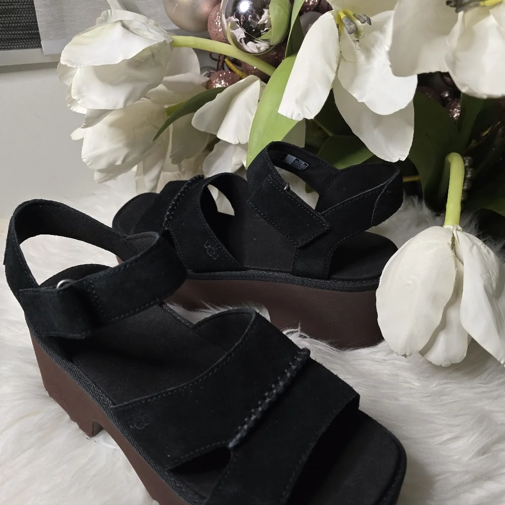 Ugg Heights Ankle Strap black Women's Shoes New
